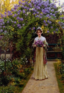 Flores Painting - Lila Regencia histórica Edmund Leighton Impresionismo Flores